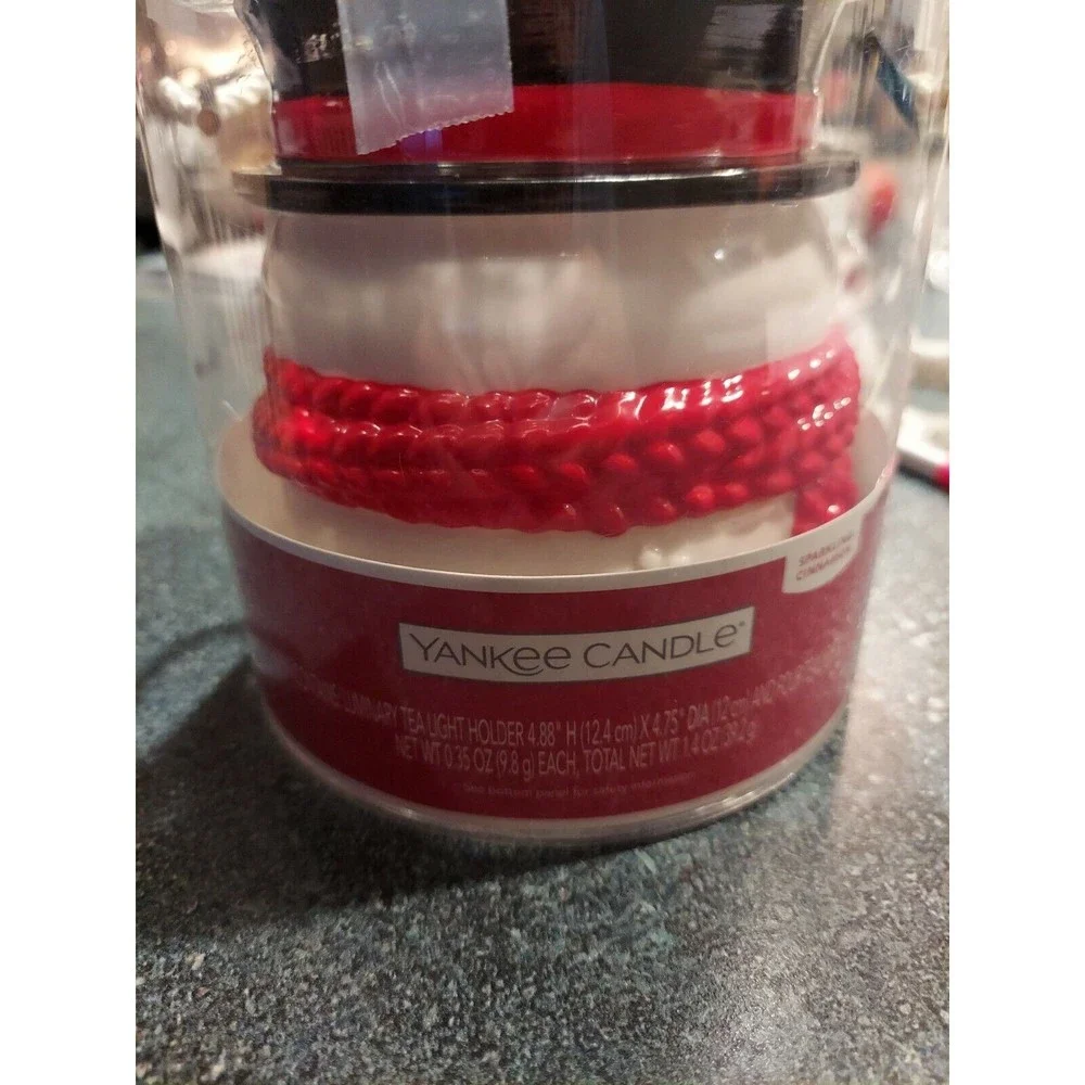 Yankee Candle 2017 Snowman Luminary Tealight Holder Red Sparkling Cinnamon